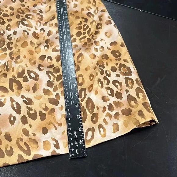 NWT 100% Silk Leopard Beige Gold Mob Wife Sleeveless Elegant Dress Womens 6 - Picture 10 of 11